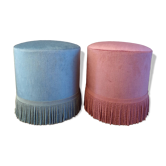 A pair of vintage velvet poufs.