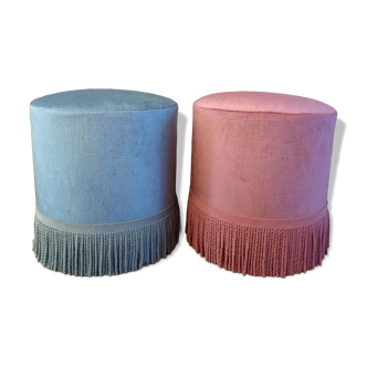 A pair of vintage velvet poufs.