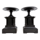 Antique French black marble cassoulets gilt decor pedestals neoclassical pair, 1900s
