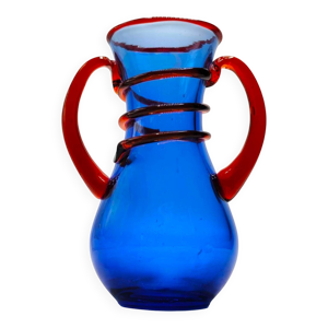 Vase vintage en verre - rouge