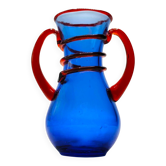 Vase vintage en verre de Murano de la fin du XXe siècle - Bleu cobalt et rouge