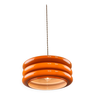 Mid-Century Italian Brass and Glass Pendant Lamp