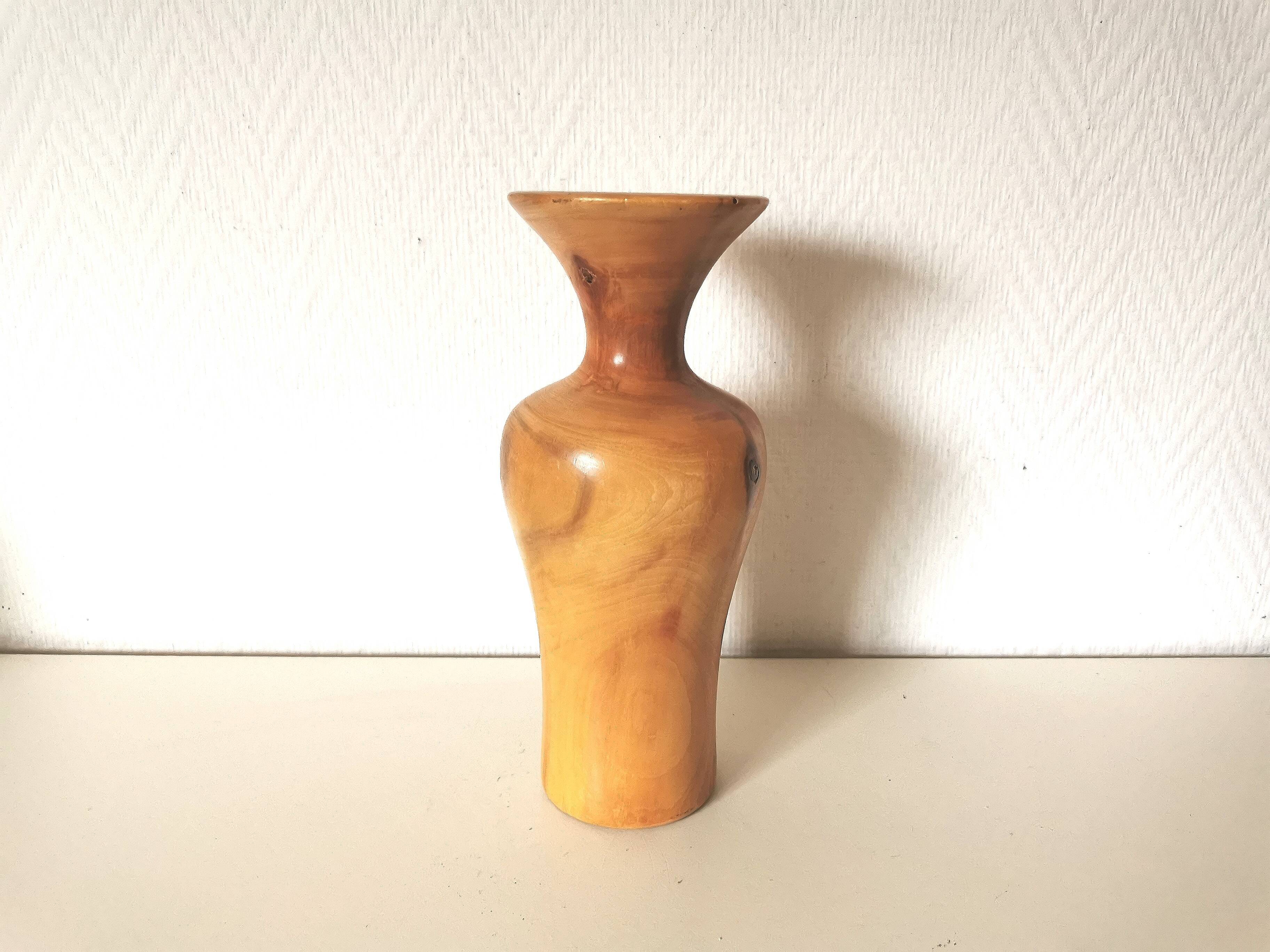 vase, soliflore, candlestick, turned wood, light wood