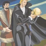 Gouache illustration art dramatiques signée Masqueliez 1956