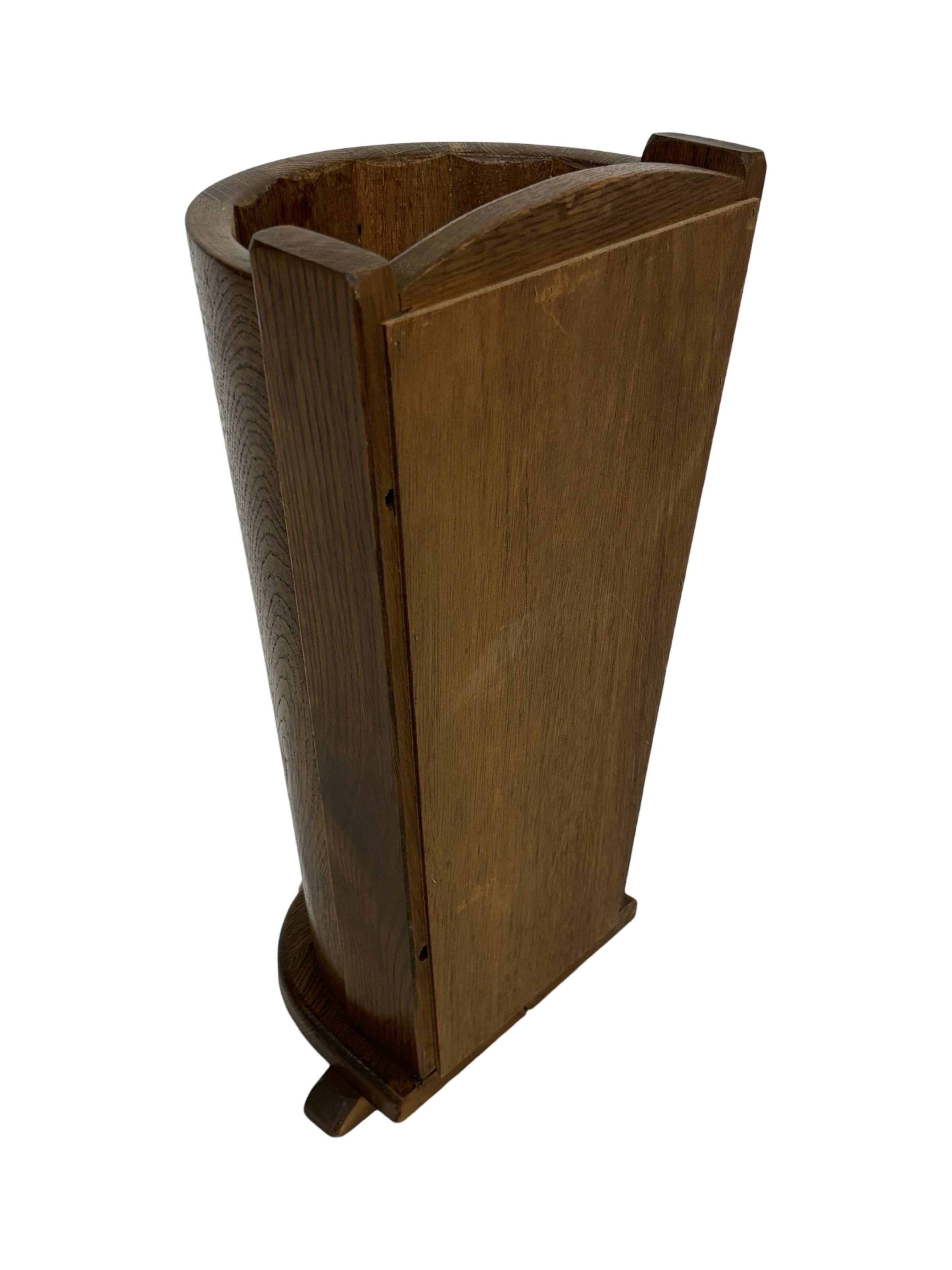 Vintage dark oak umbrella stand basket storage design 60s minimalist design