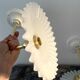 Set of two vintage white opaline wall lamps electrified to nine
