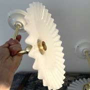 Set of two vintage white opaline wall lamps electrified to nine