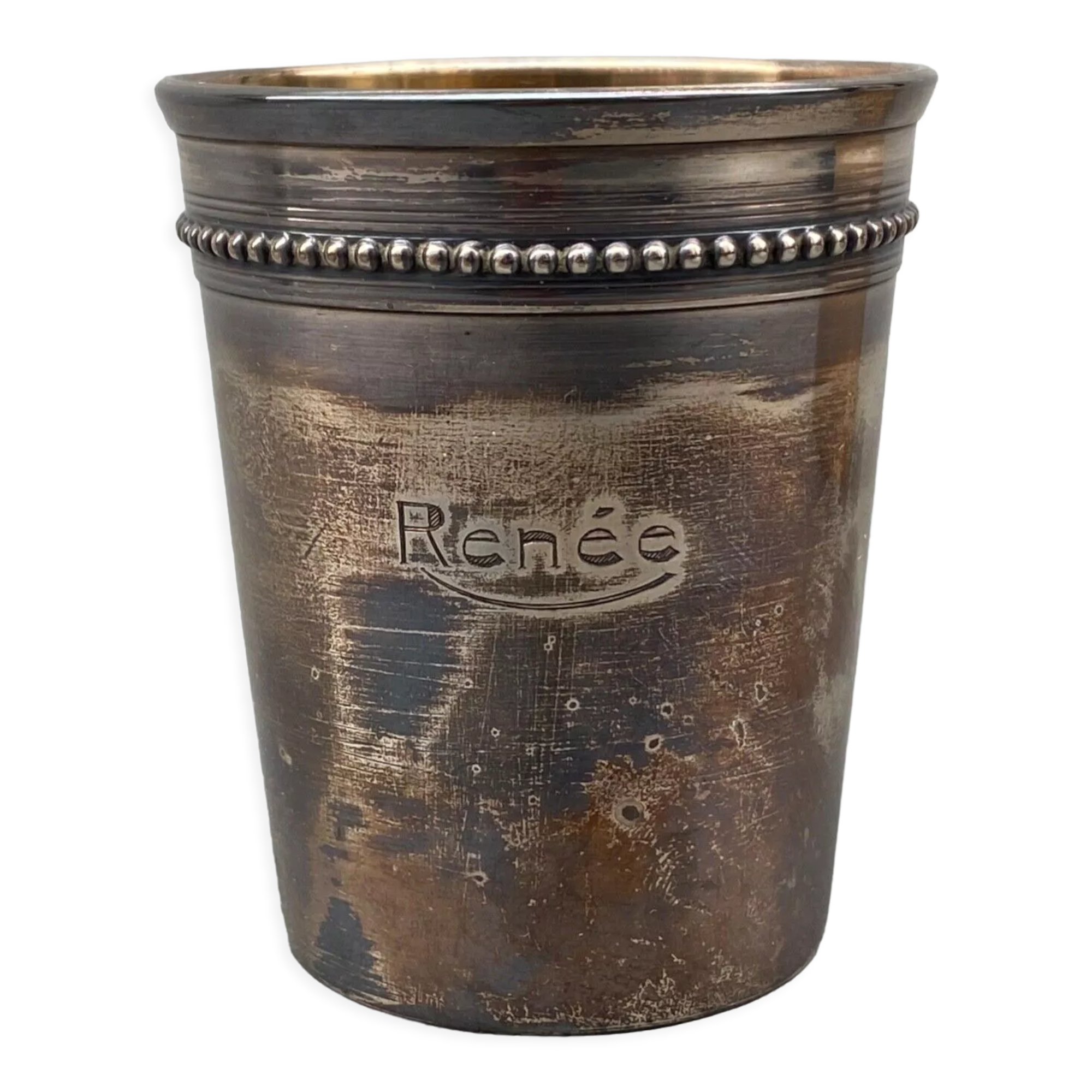 Timbale de bapteme en argent massif 1900 poinçon minerve ecrin d'origine Selency