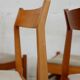 5 wooden chairs tapered base, circa 1975.