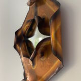 Brutalist mirror in copper foil vintage design of the 60s-70s