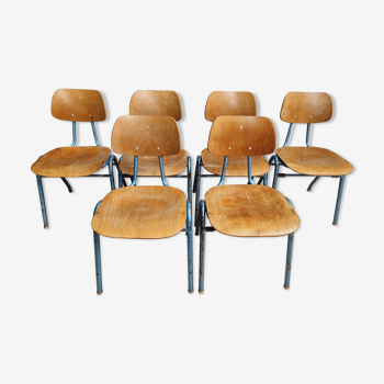 Set of 6 vintage school chairs