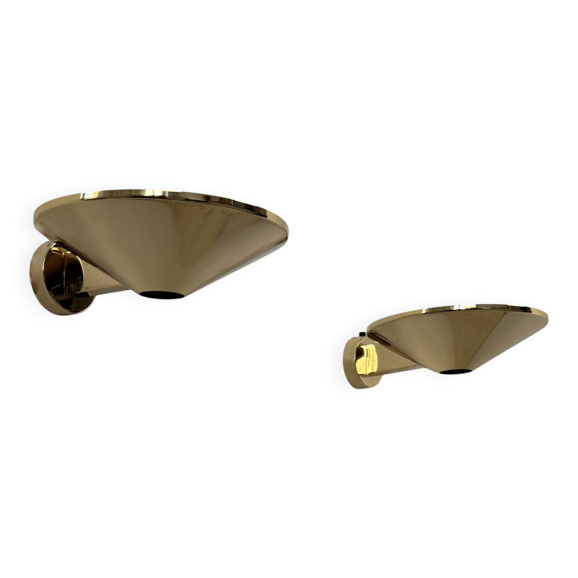 Paire d'appliques murales laiton massif, France, 1970