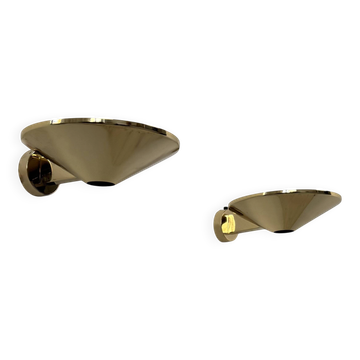 Pair of solid brass wall sconces, France, 1970.