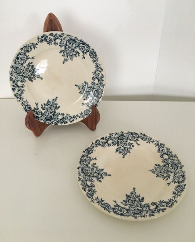 Lot of 2 plates for dessert Terre de Fer décor Louis XV