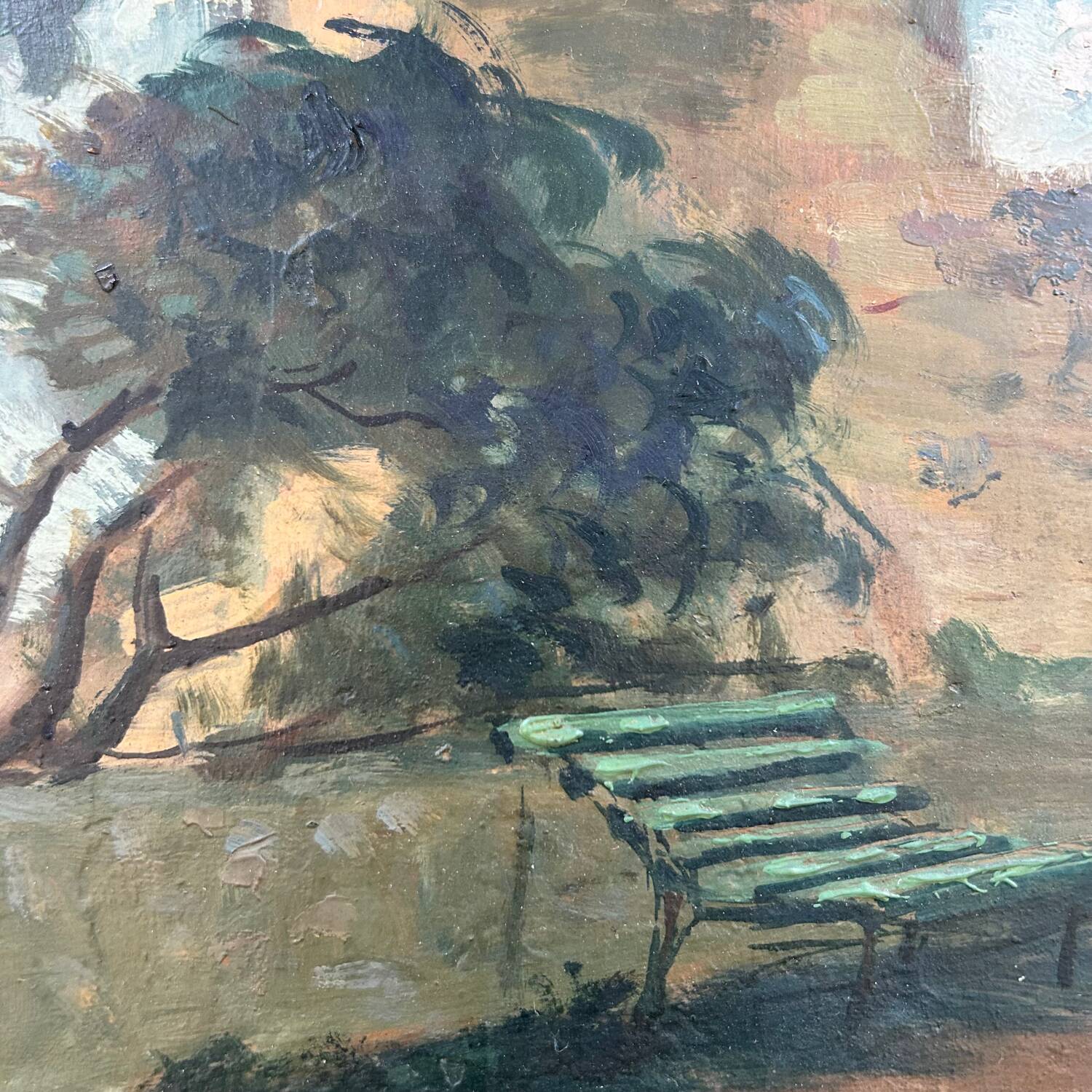 Old painting of the park walker