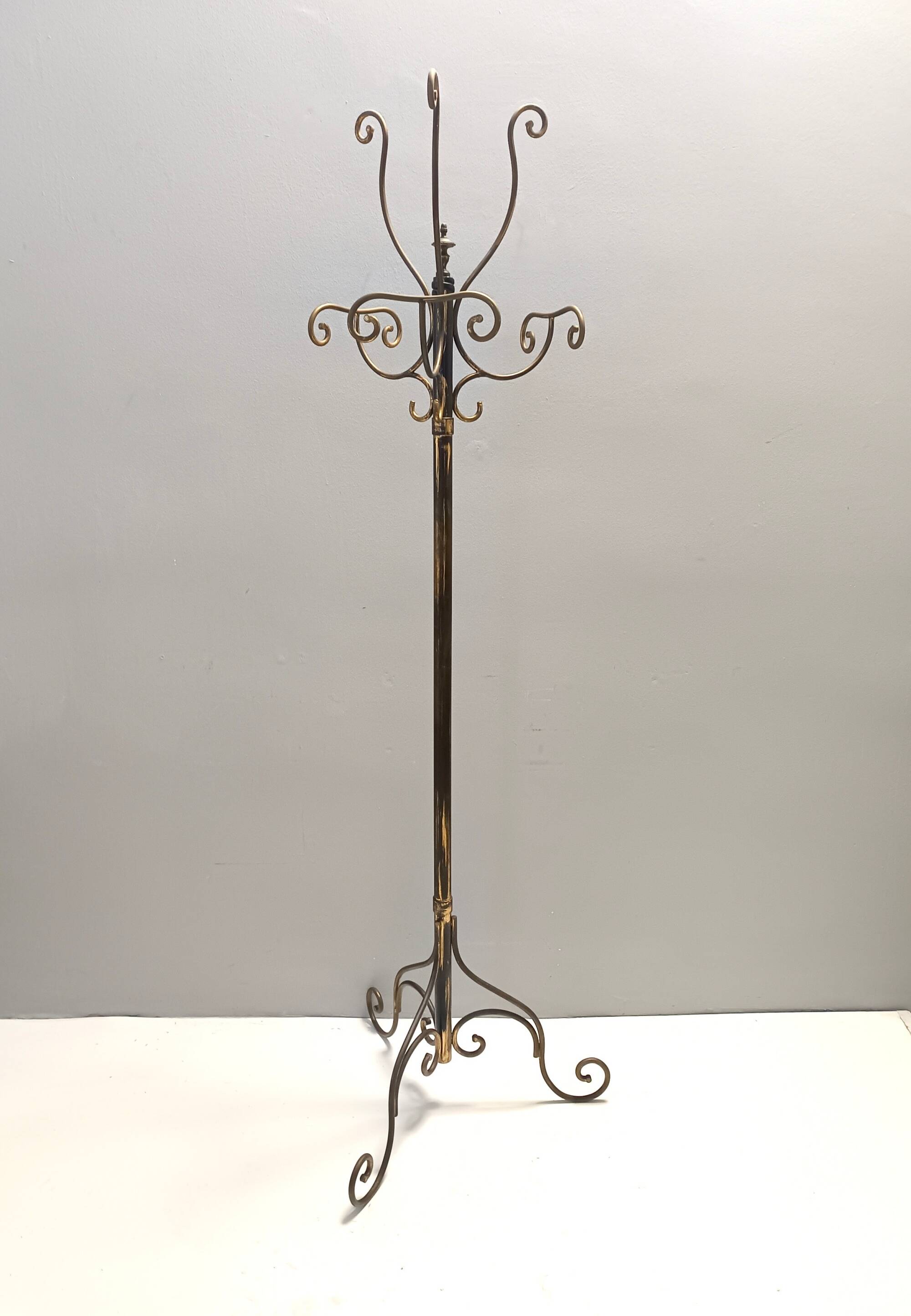 Brass Iron Hat and Coat Rack by Meazza in the Style of Piero Fornasetti, It