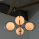 Art deco opaline glass wood and chrome chandelier, 1930s