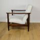 Fauteuil GFM-142, design Edmund Homa des années 70, boucle blanc ivoire - 2 pièces disponibles - bois foncé