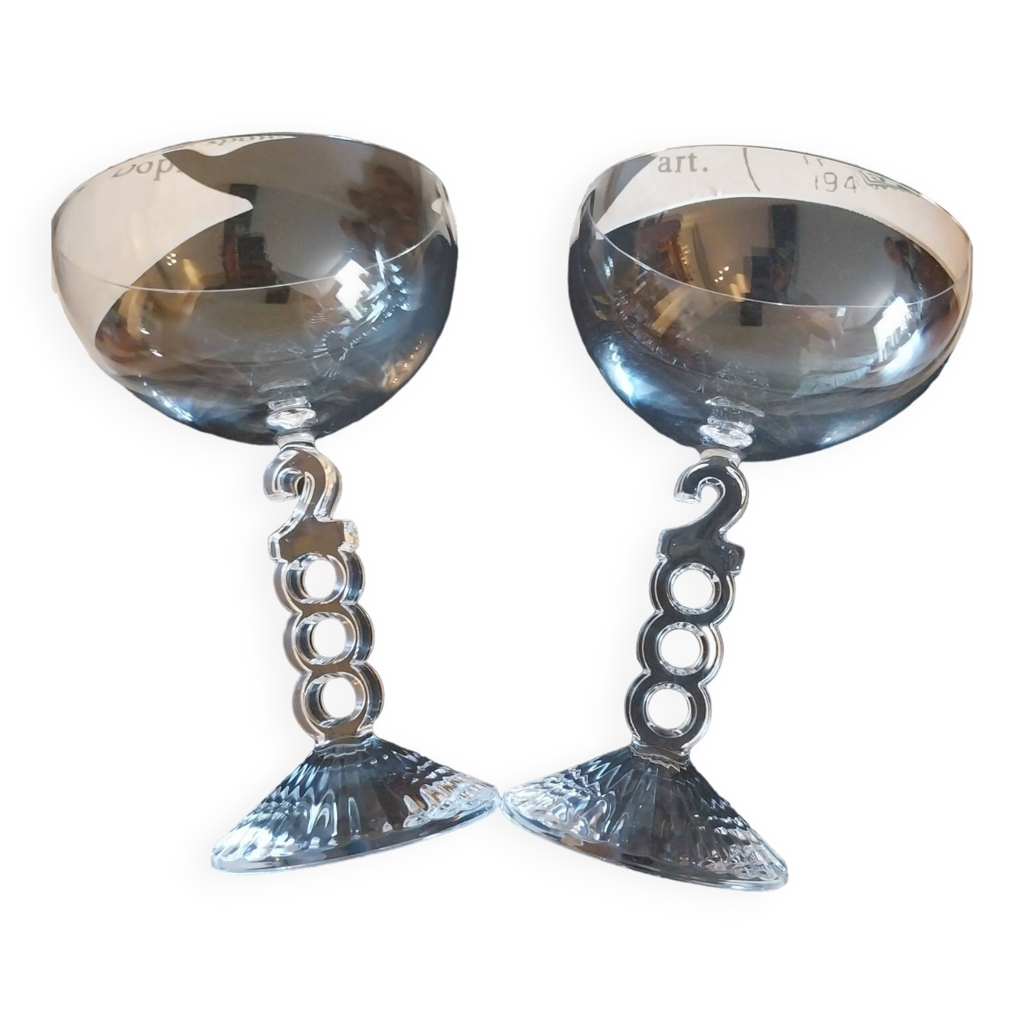 Large Arques crystal champagne glasses