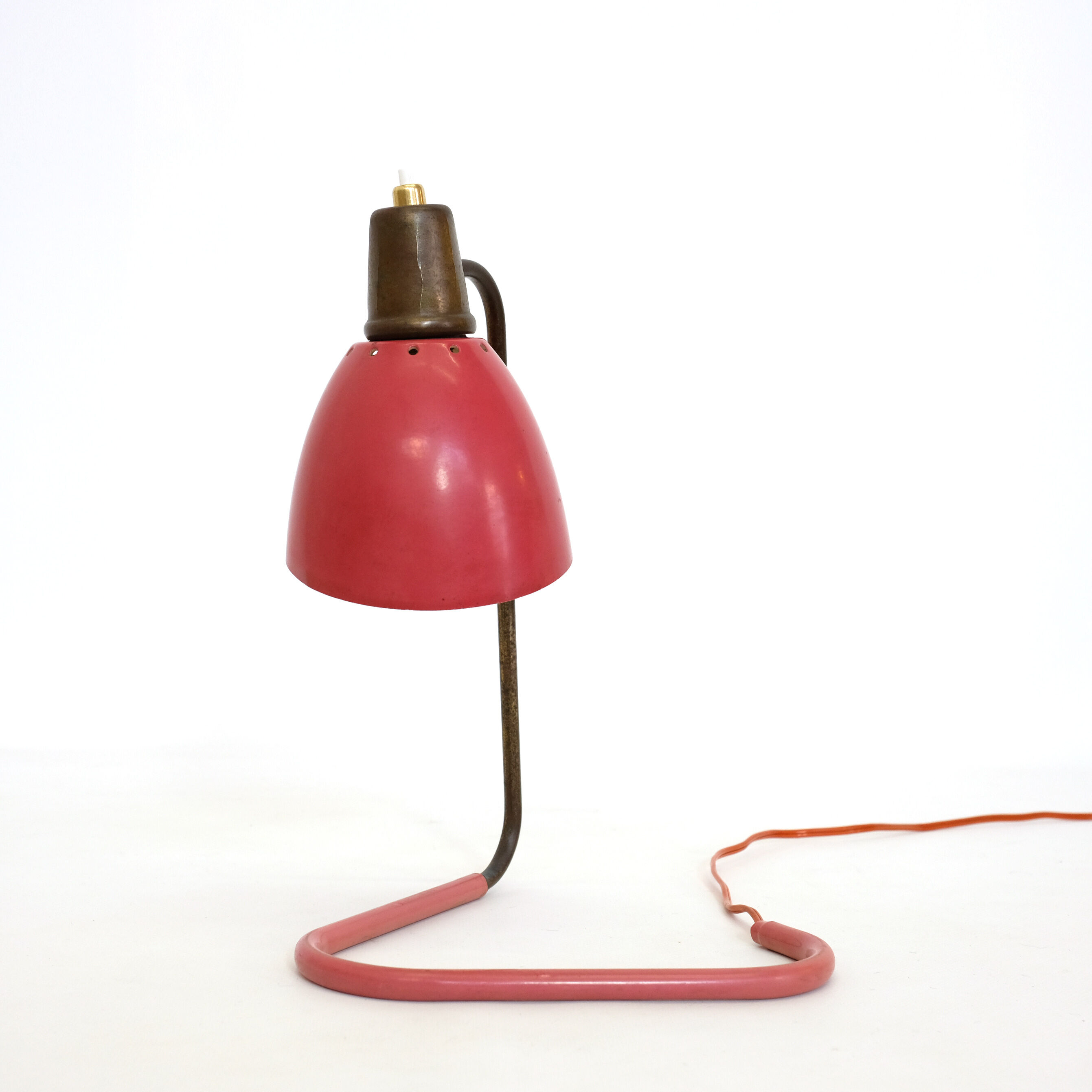 Robert Caillat, red and gold lamp from the years 1950