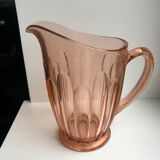 Pink pitcher in molded glass 50s