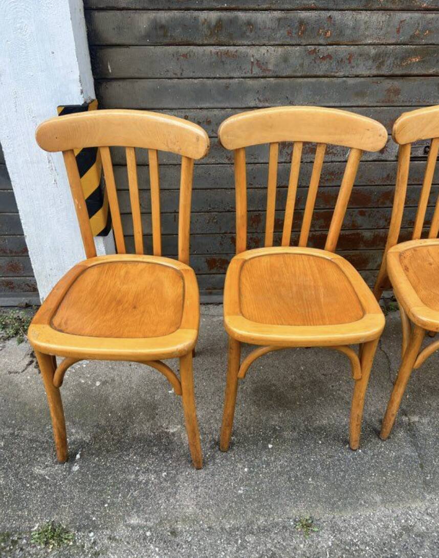 (Lot) 5 stamped Lutherma chairs (light oak)