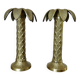 Pair of "palm tree" candlesticks in solid gilded brass, 1970