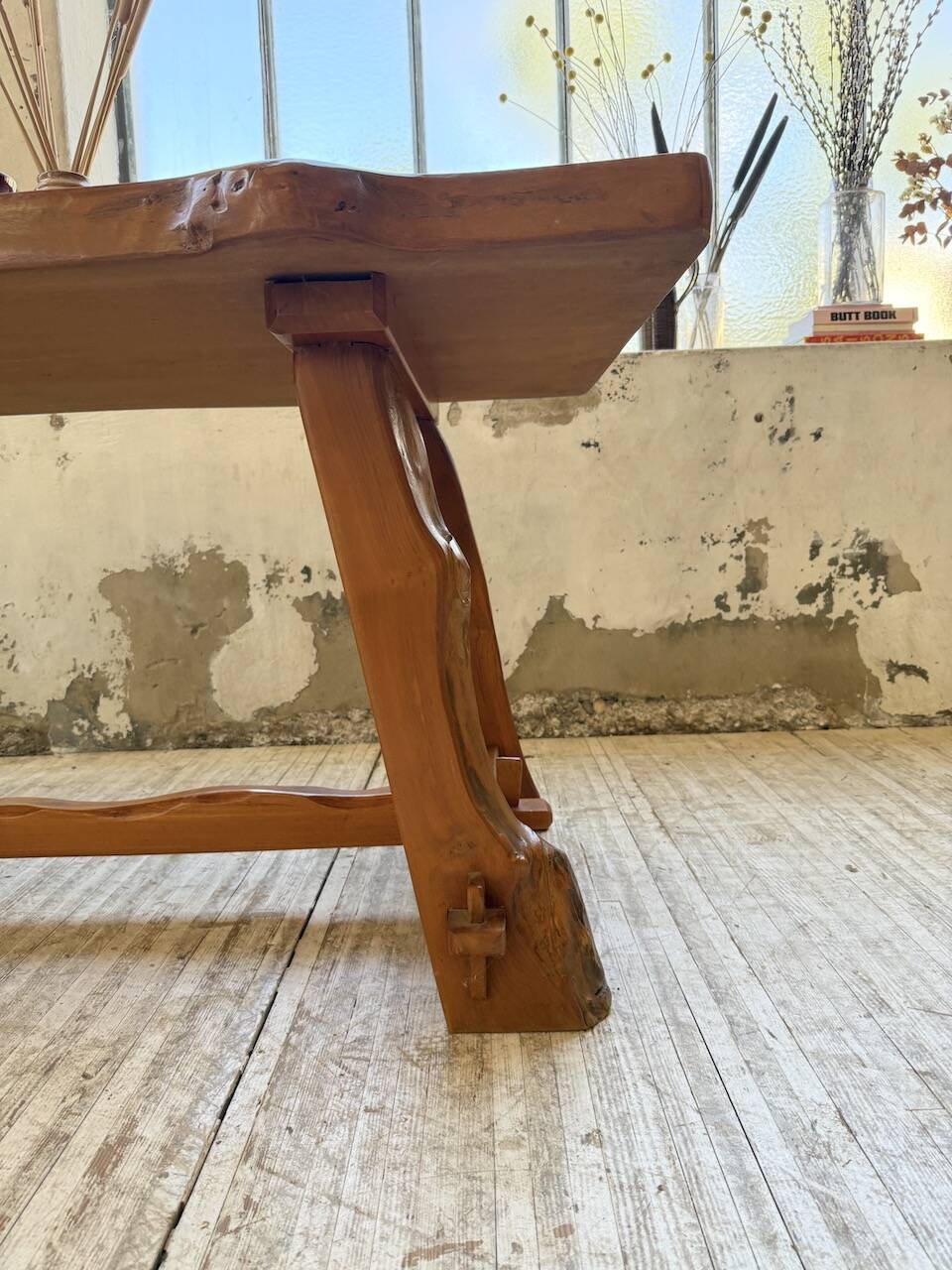 Aranjou farmhouse table in blond elm, 1950s
