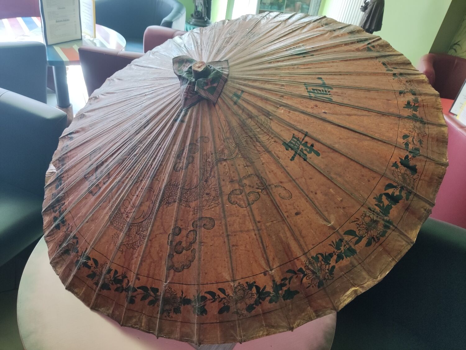 Asian paper and rattan umbrella