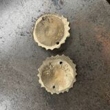 Pair of numbered antique brass rosettes for furniture decoration