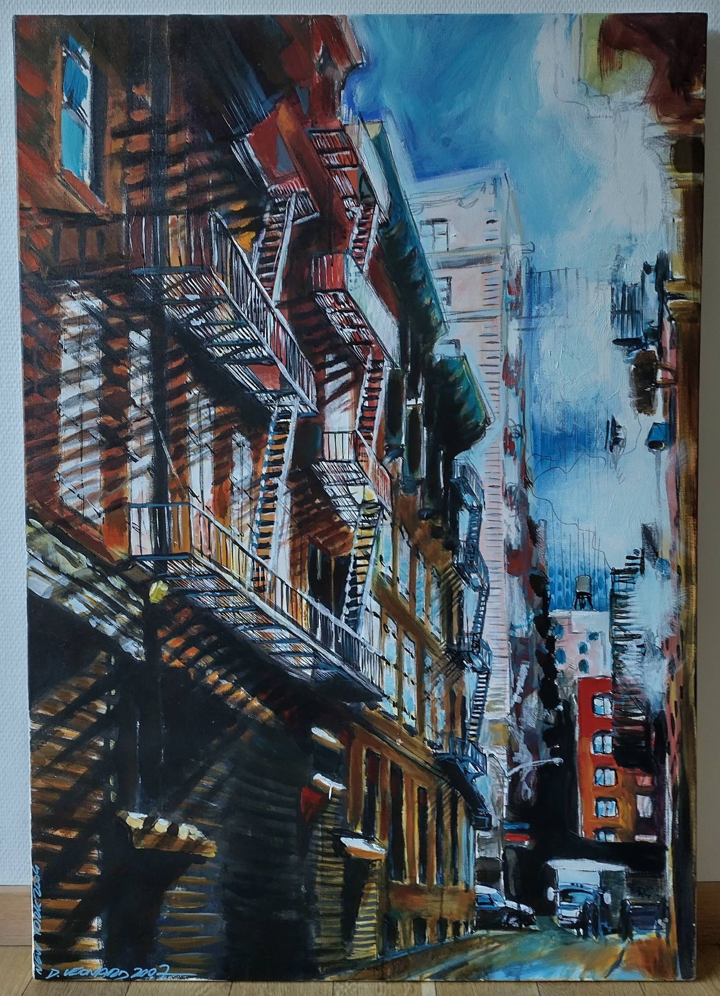 Modern acrylic painting Leonard New York Stairs