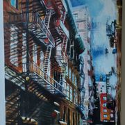 Modern acrylic painting Leonard New York Stairs