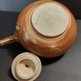 Ceramic 20th century enameled stoneware teapot signature to identify