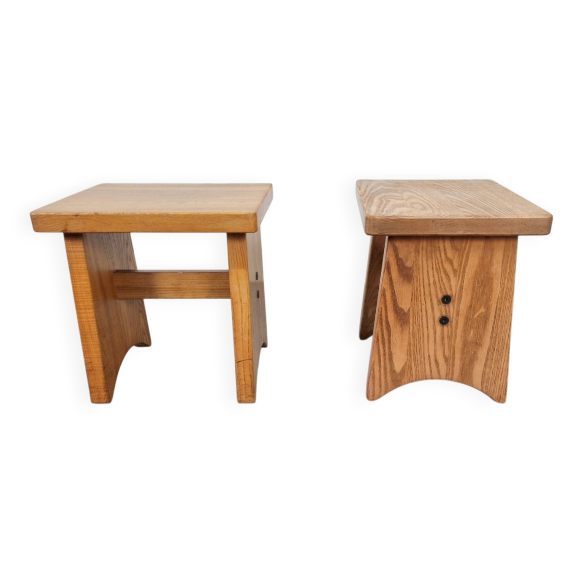Tabourets en chêne brutaliste vintage, Danemark, 1960, ensemble de 2