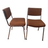 Paire de chaises vintage 70’s, tissu tweed marron clair