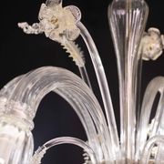 Charming vintage Venetian chandelier, transparent and gold Murano glass, 1970s