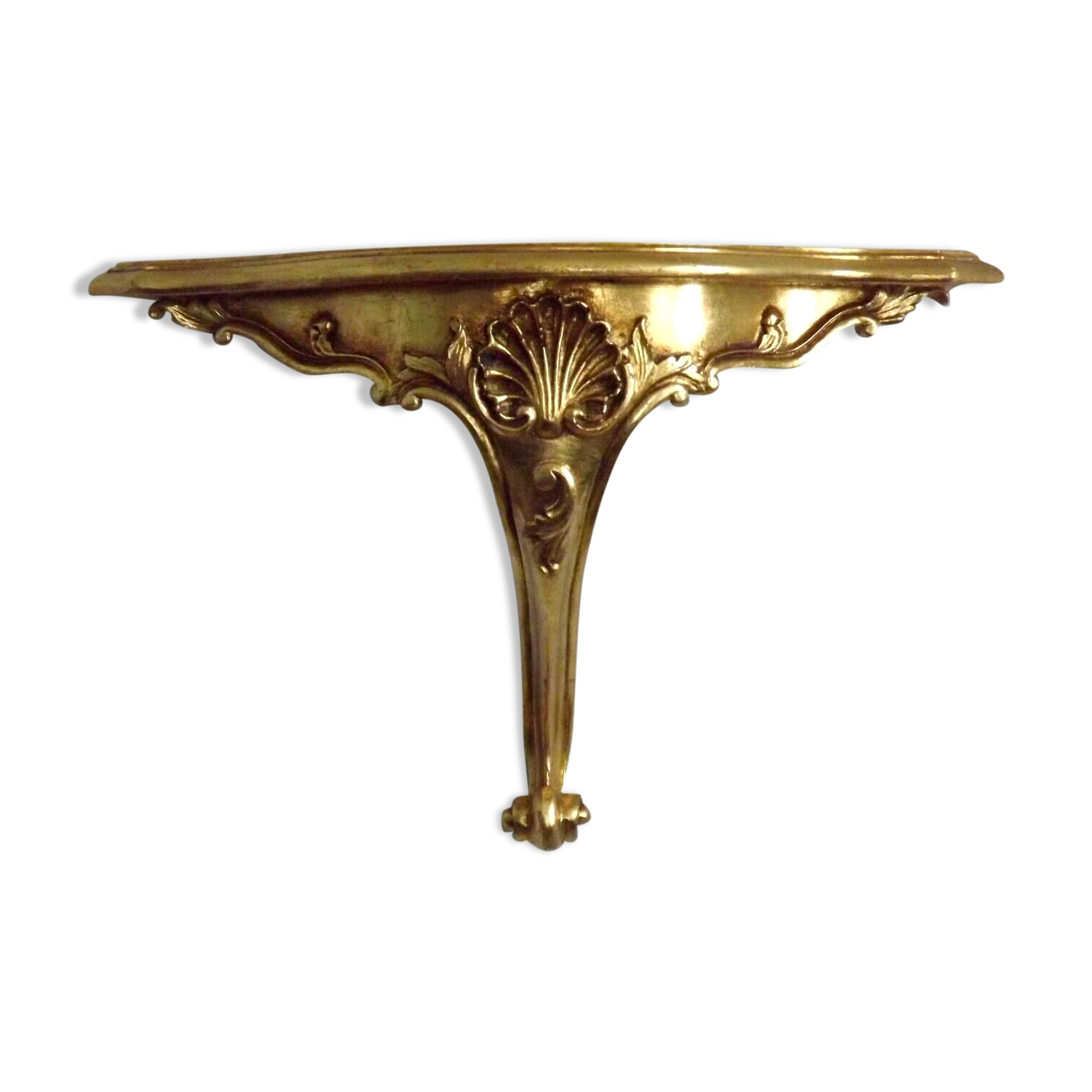 French vintage regency style gold resin half round console wall table 4022