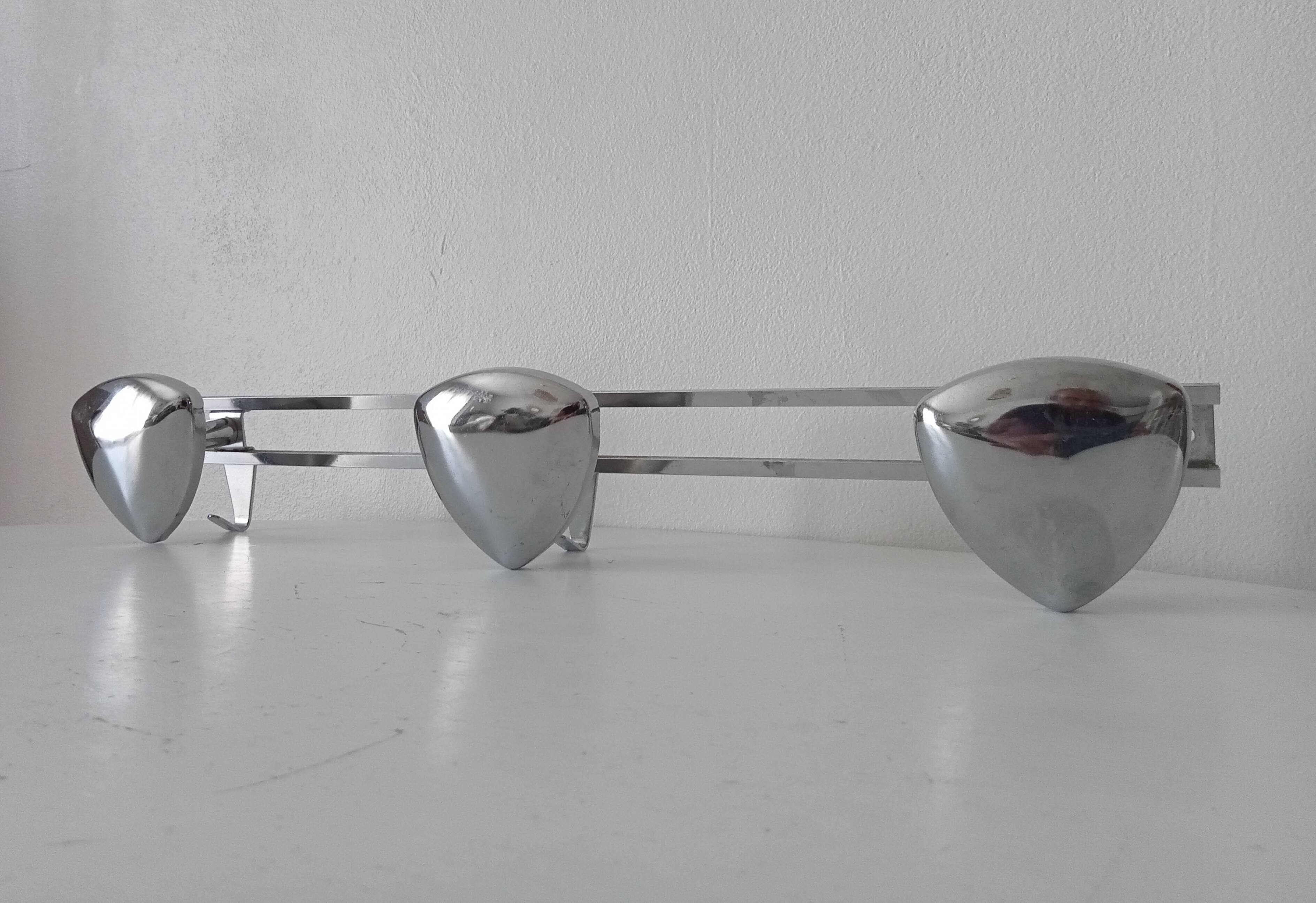 Vintage 1960s chrome wall coat rack automotive design