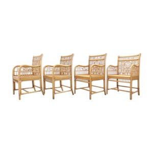 Ensemble de 4 chaises en rotin