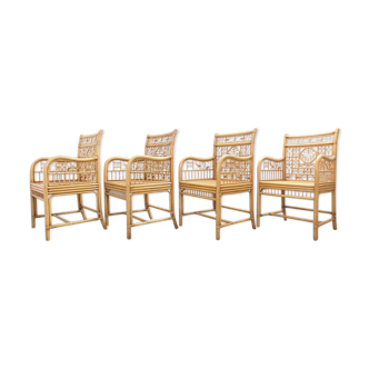 Ensemble de 4 chaises en rotin oriental