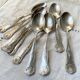 10 Vintage Rocaille Style Metal Soup Spoons