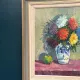 Original Swedish Oil on Canvas – “Asters in a Ceramic Vase” by Eric Lundgren – Signed – Vintage and Framed – 60 × 54 cm (23.6" × 21.3")