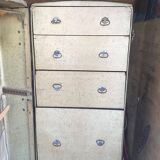 Antique vertical cabin trunk – 109 cm – parchment interior