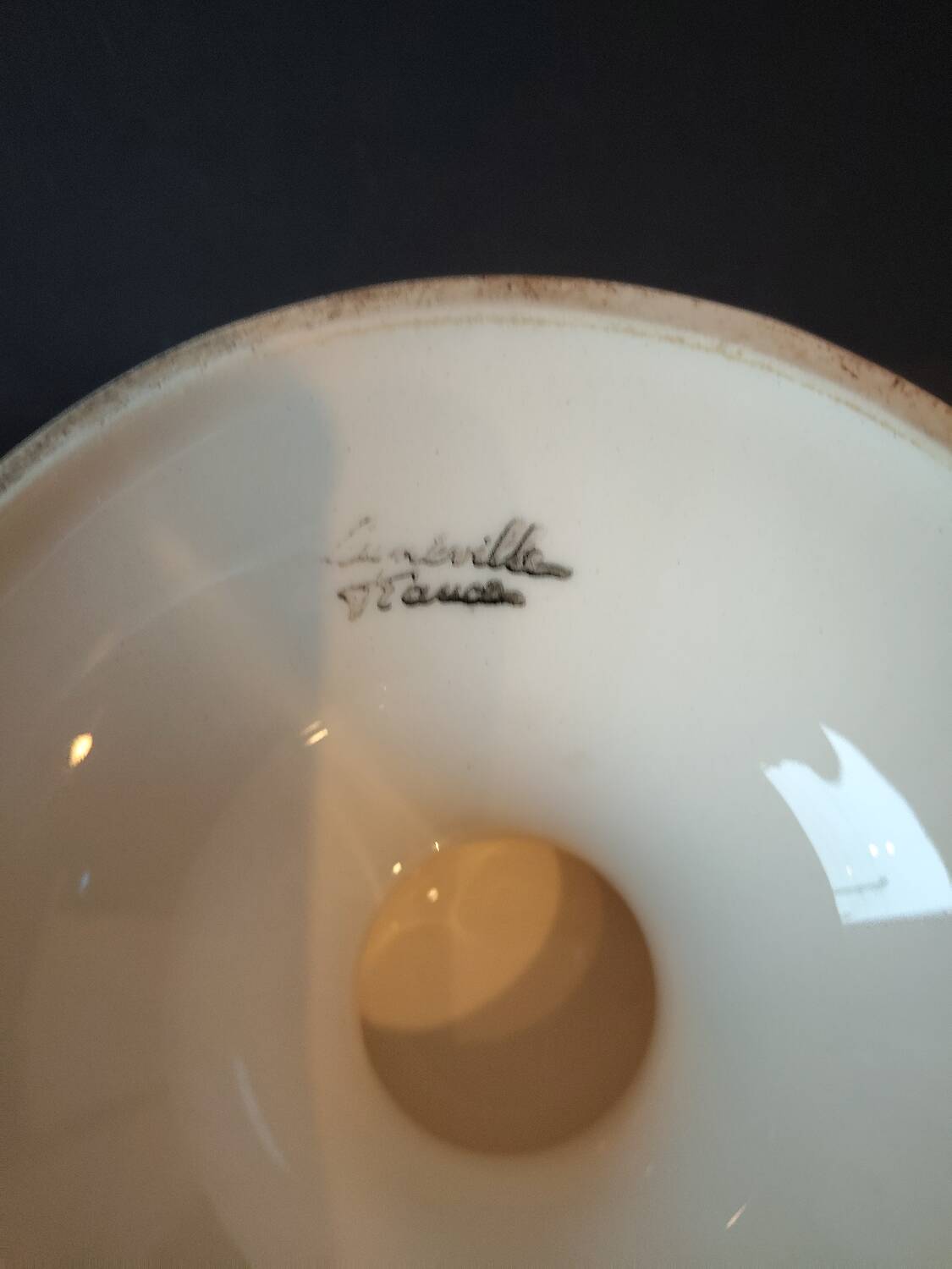 Vintage Lunéville compote dish with exotic fruit decoration from the 1960s.