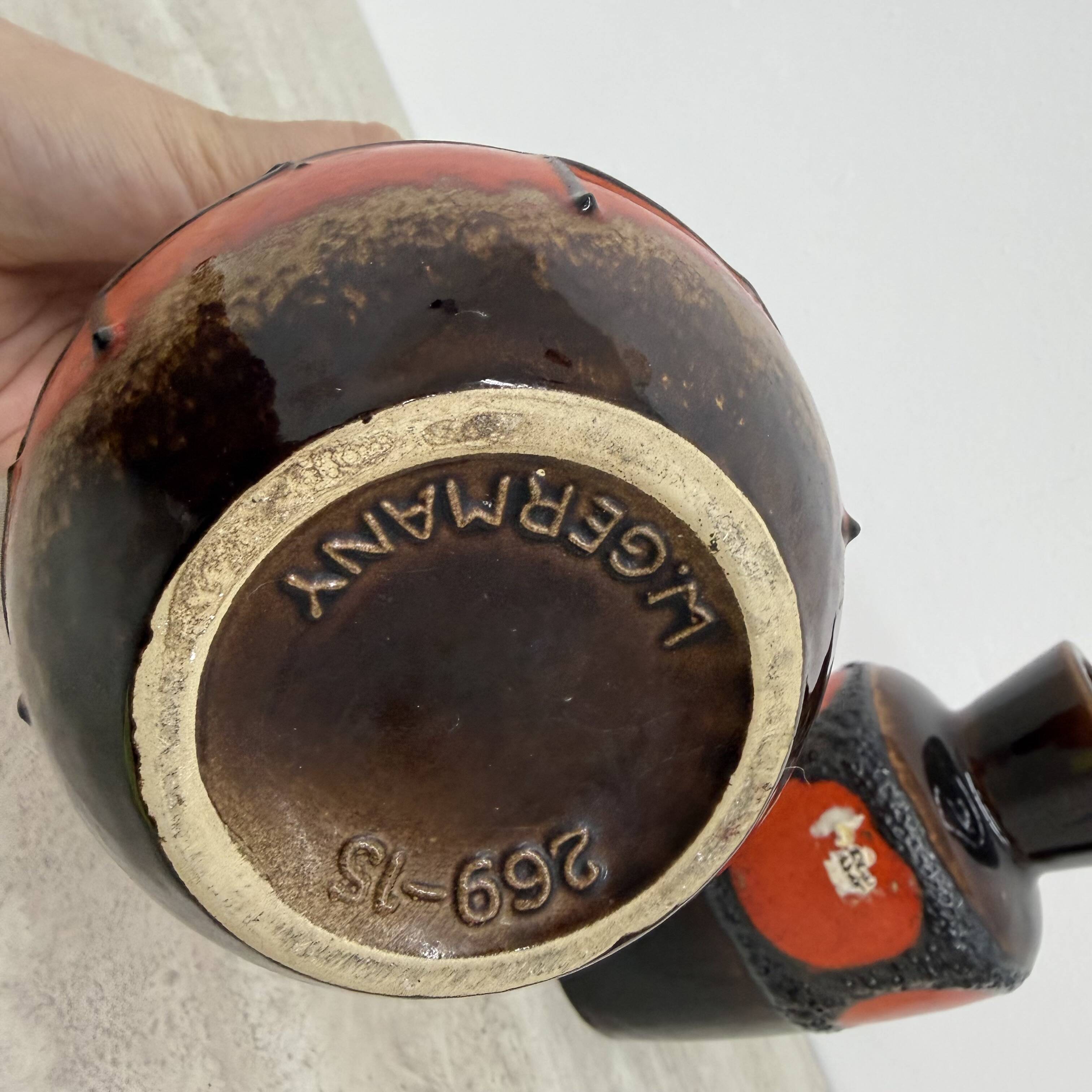 Scheurich West Germany orange vase , 1970s retro vintage