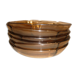 6 assiettes creuses en verre fumé transparentes Duralex