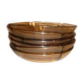 6 Duralex transparent smoked glass hollow plates