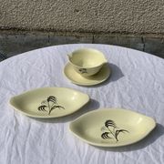 Two serving dishes and a gravy boat model las palmas in fine earthenware salins france vintage