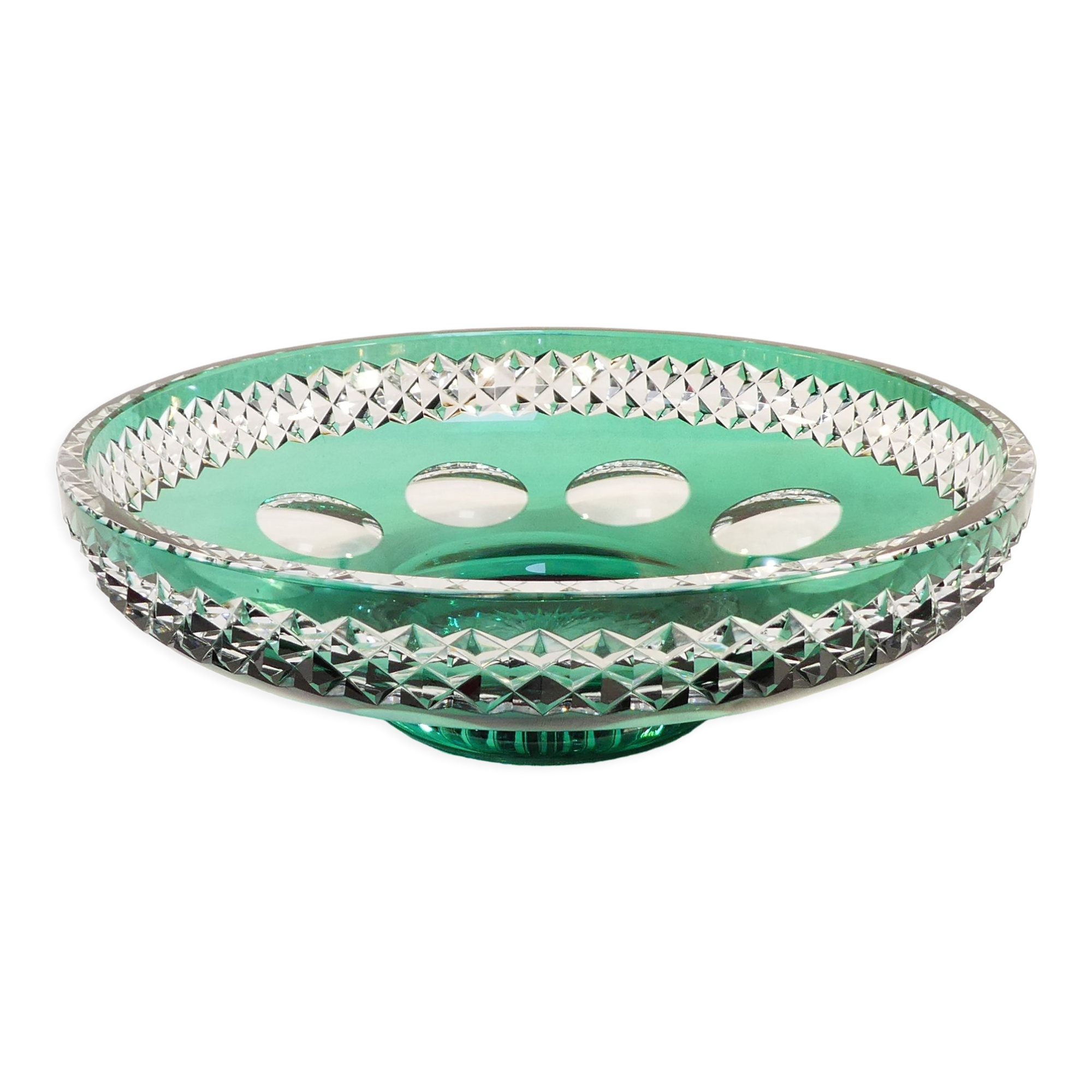 Fruit cup in green cut crystal