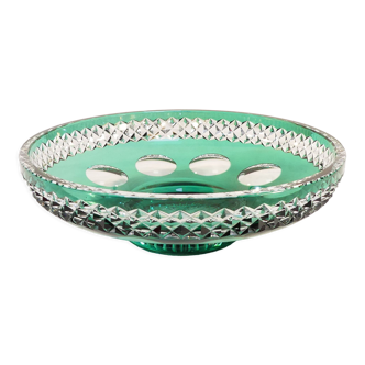 Coupe a fruit en cristal taillé de couleur verte